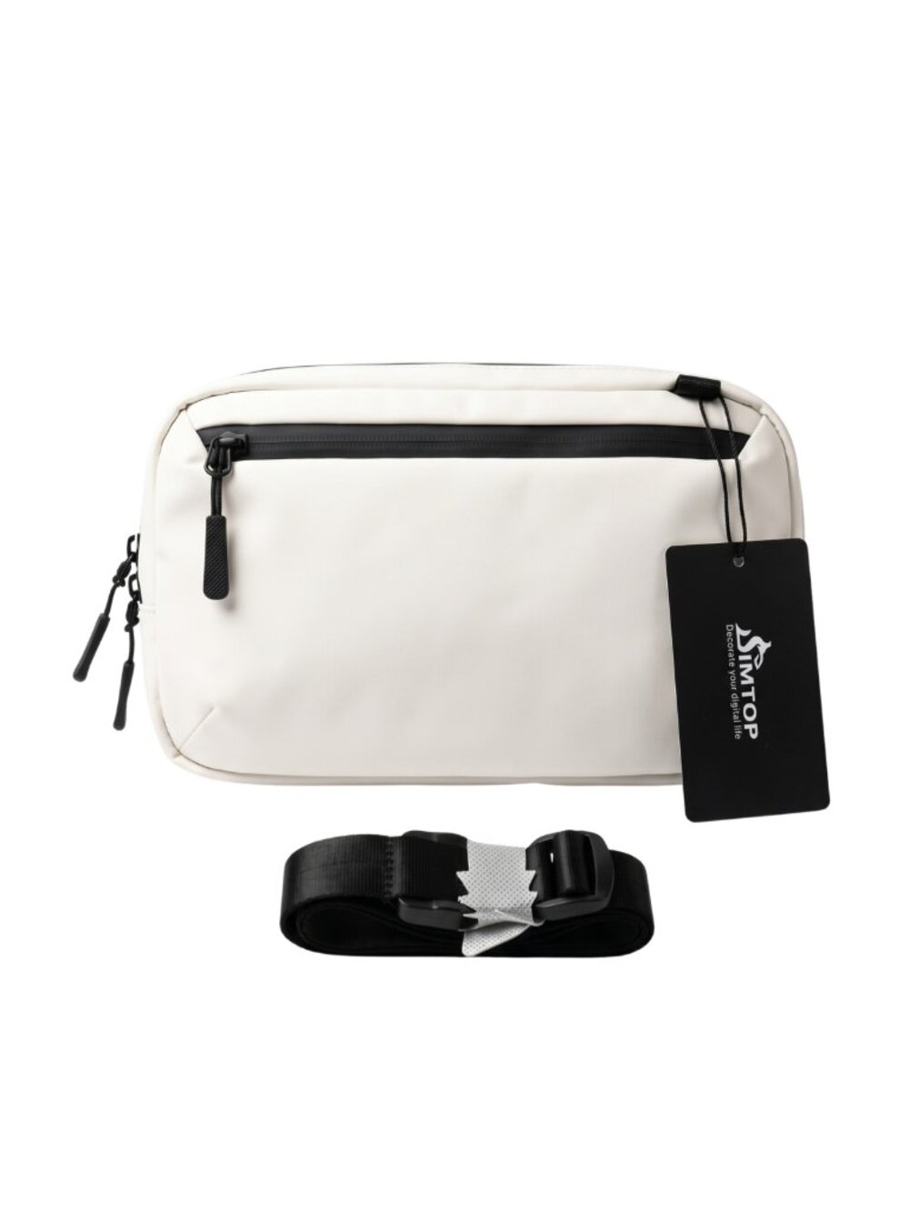 NWT Simtop White Black Multi-Pocket Organizer Crossbody Bag Travel Pouch